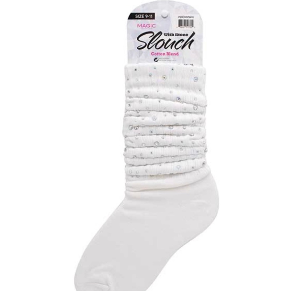 Stone Diamond Slouch Stack Socks - WHITE